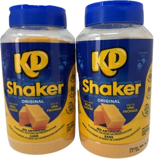 TWO 500 g containers of KD Shaker Original Cheese Seasoning shown side by side