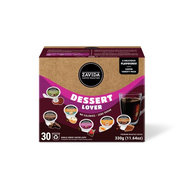 Zavida Dessert Lovers Coffee Pod Variety Pack, 30 Count